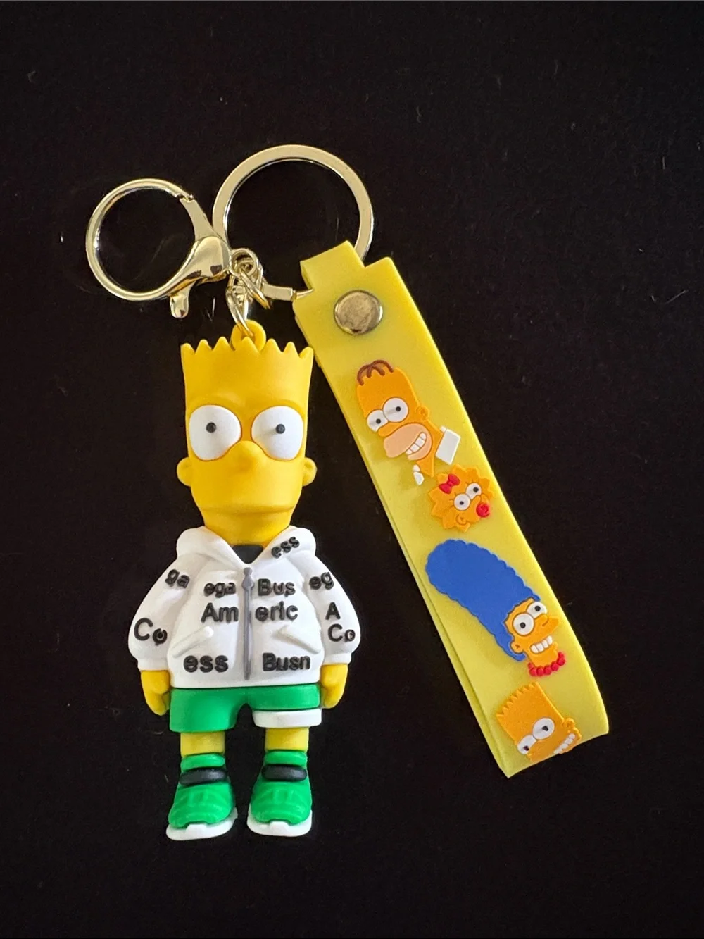 Yellow Simpsons Bart Keychain Bag Charm with Yellow Strap